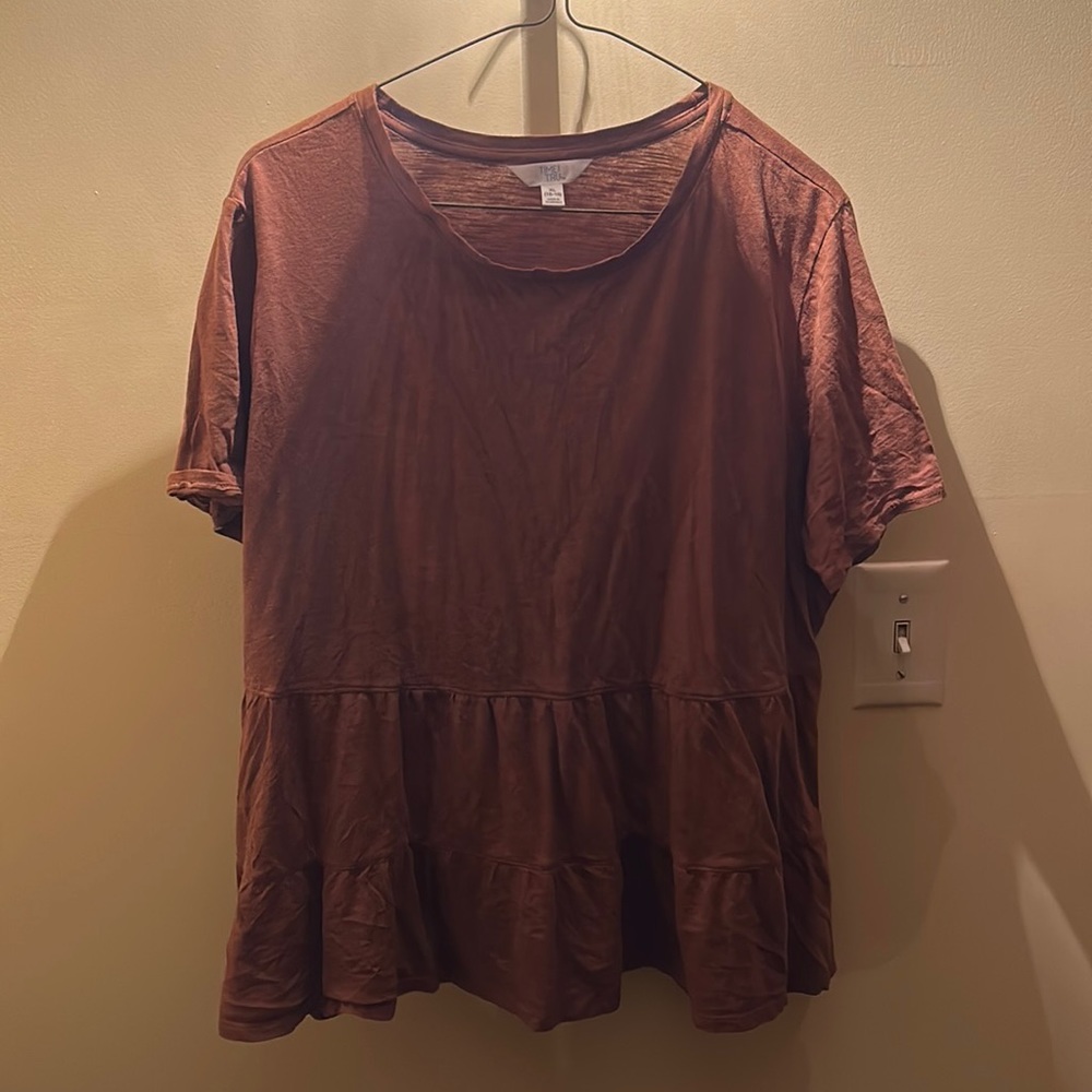 Peplum Top- Burnt Orange